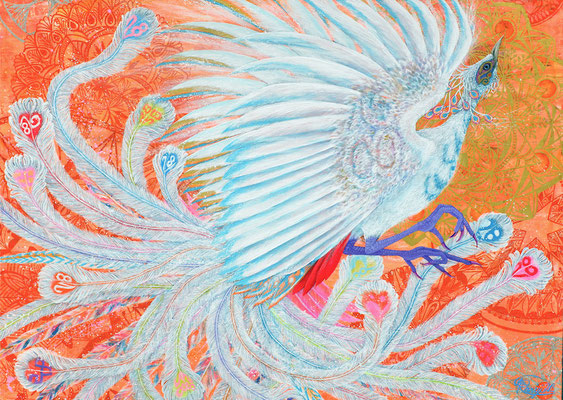 『invigorate』acrylic, mixed-media, gold-leaf, platinum-leaf on canvas (65.2×91.0×6cm/P30)