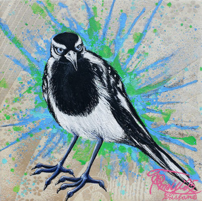 『 amicable coexistence弎 』acrylic on Japanese Obi