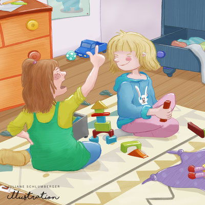 Illustration Juliane Schlumberger Geschwisterstreit