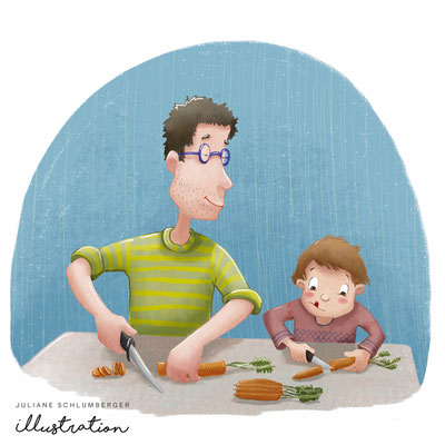 Illustration Juliane Schlumberger Vater und Sohn