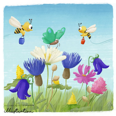 Juliane Schlumberger Illustration Kinderbuch Szene Blume