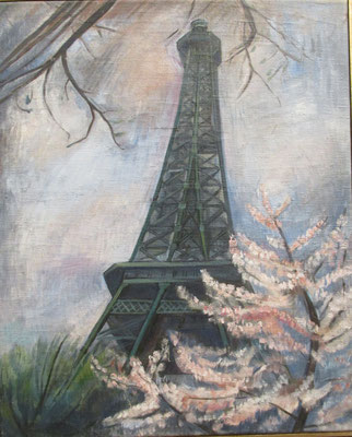 Eiffeltoren (Parijs, ca. 1950), olieverf, 54x44 cm