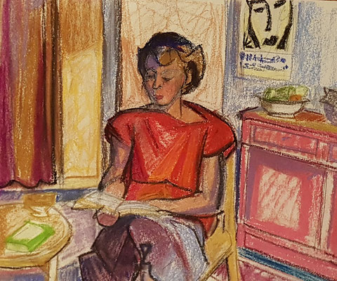 La voisine (Parijs, 1949), pastel, 33x42 cm