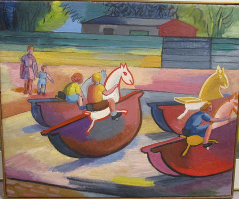 Hobbelpaardjes (Parijs, 1949), olieverf, 45x54 cm