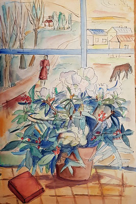 Promenade (? 1950), aquarel en Oost-Indische inkt, 50x33 cm