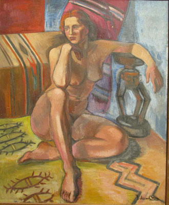 Naakt voor divan (Parijs, ca. 1934), olieverf, 65x54 cm