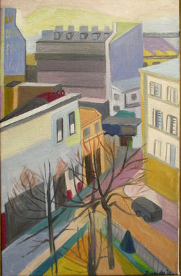 Raamuitzicht flat (Parijs, 1965), olieverf, 60x37 cm