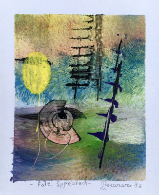 Fate appeared, 2016, tecnica mista, 10,5 x 13 cm