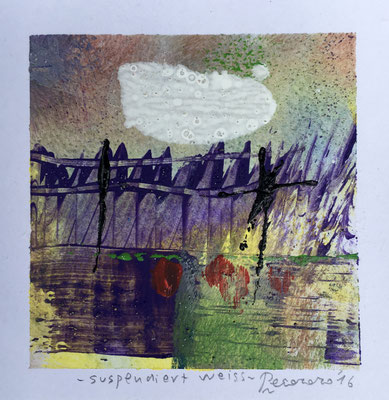 Suspendiert weiss, 2016, tecnica mista, 10 x 10 cm