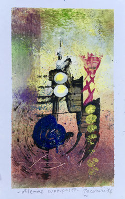 Dilemme superposée, 2016, tecnica mista, 9 x 14,5 cm