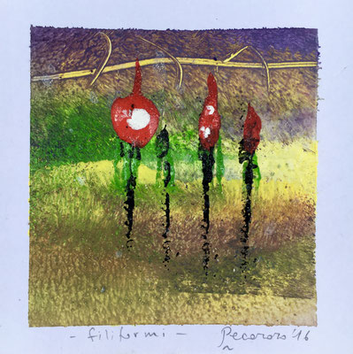 Filiformi, 2016, tecnica mista, 10 x 10 cm
