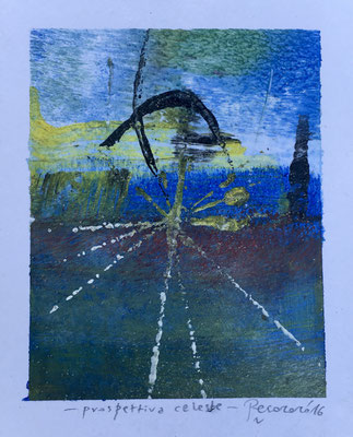 Prospettiva celeste, 2016, tecnica mista, 10 x 12,5 cm