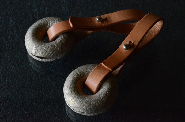 Bell #3 .                      Material : 響銅 . leather / Size : 50mm × 50mm