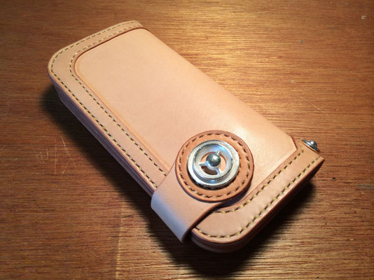 Long Wallet #1 .             Material : saddle leather, silver 925  / Size : 195mm × 102mm × T 18mm