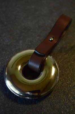 Bell #2 .                      Material : 響銅 . leather / Size : 69mm × 69mm