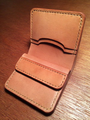 Short Wallet #1 .      Material : saddle leather / Size : 104mm × 98mm × T 17mm