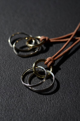 Necklace #1 .                      Material : leather . brass . silver 925