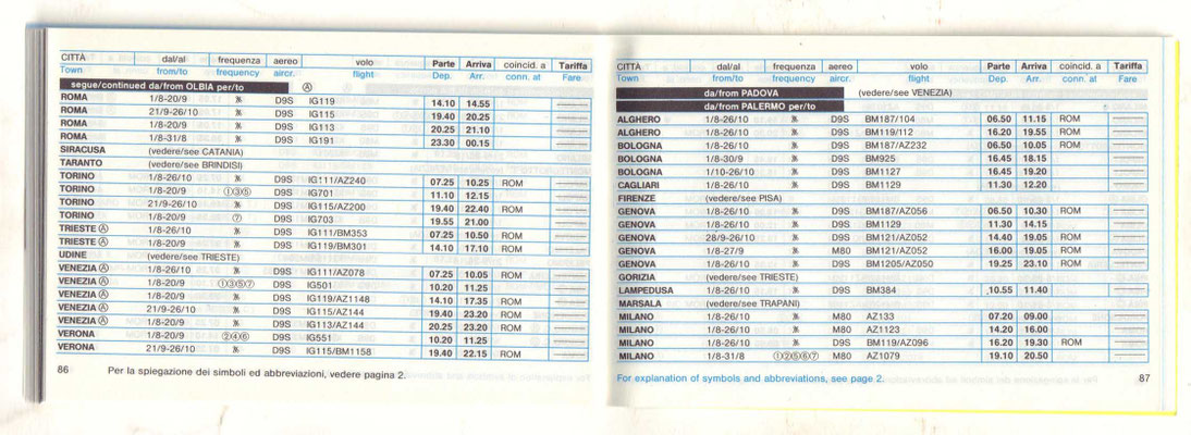 Credit: airline timetable images