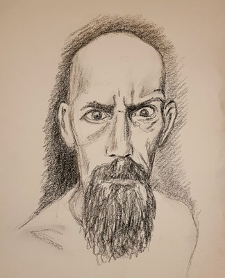 "Rick the muse", Kohle auf Papier