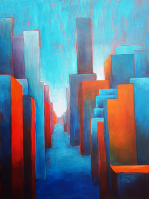 Straßenschlucht, Acryl auf Leinwand, 50 x 70 cm