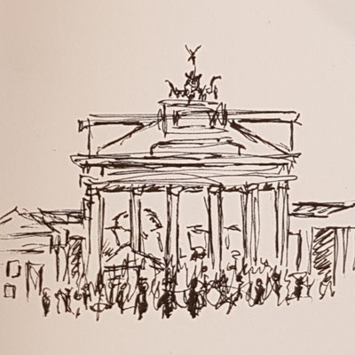 Urban Sketchng in Berlin - Brandenburger Tor (nur Fineliner)