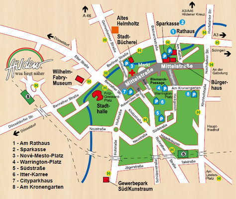 Plan von Hilden - Künstlermarkt in der Mittelstraße