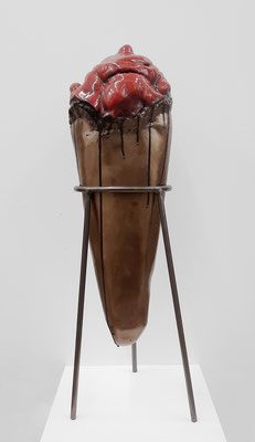 Andreas Jonak, 2021, "Egg III", Ceramic, Steel, Polyester, 65 cm