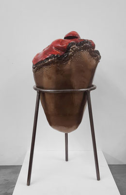 Andreas Jonak, 2021, "Egg II", Ceramic, Steel, Polyester, 46 cm
