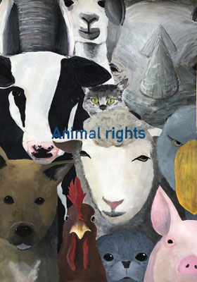 　          文部科学大臣賞 / 岐阜協立大学 学長賞      　　　　　　　　　Animal rights　　　　　　　　　　　　　　　　　　　　　　馬瀬 日向子（宮崎県立佐土原高等学校2年） 