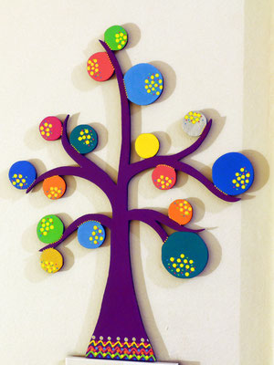 Arbre à bulles, violet et arc-en-ciel, 23 cm