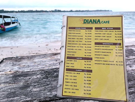 Dove mangiare a Gili Meno. Diana Cafe