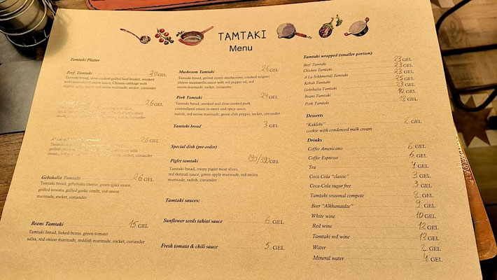 Il Menu del Tamtaki Tbilisi, Georgia (Photo by Gabriele Ferrando - LA MIA ASIA)