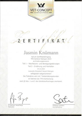 Bescheinigung Vet Concept Seminar 2023