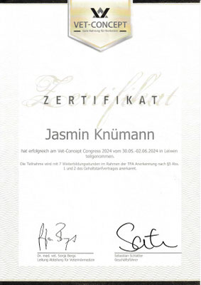 Bescheinigung Vet Concept Congress 2024