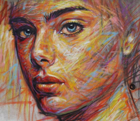 Peinture murale, fresque style street art d'un portrait à Pothières (21) par Thibaud Coron