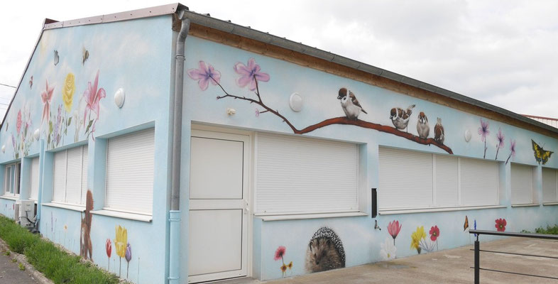 fresque, peinture murale (oiseaux, fleur, nature) à Châtillon-sur-seine par coron thibaud