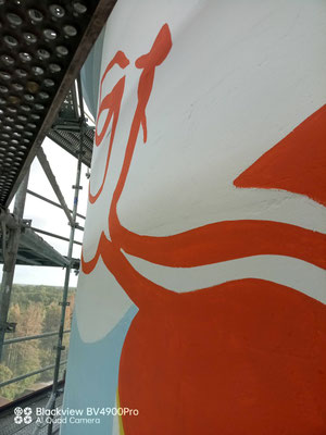 photo d'une fresque sur château d'eau de Drusenheim par Coron Thibaud( peinture, artiste, art, street-art, trompe l'oeil, fresque murale, graffiti...)