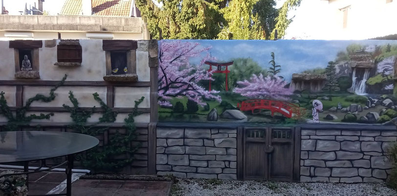 fresque murale (jardin japonais) à Dijon, Coron Thibaud