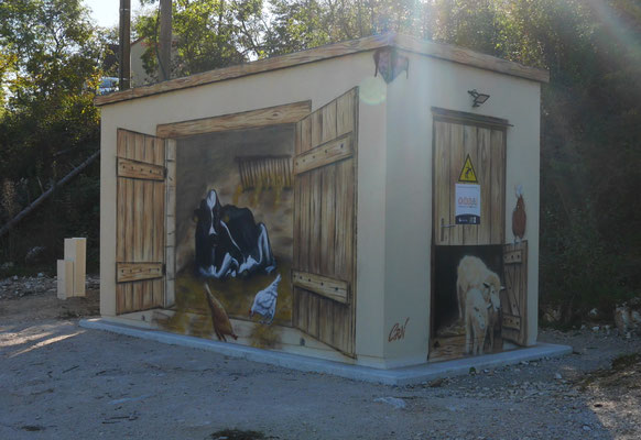 photo d'une fresque , graffiti sur transformateur par Coron