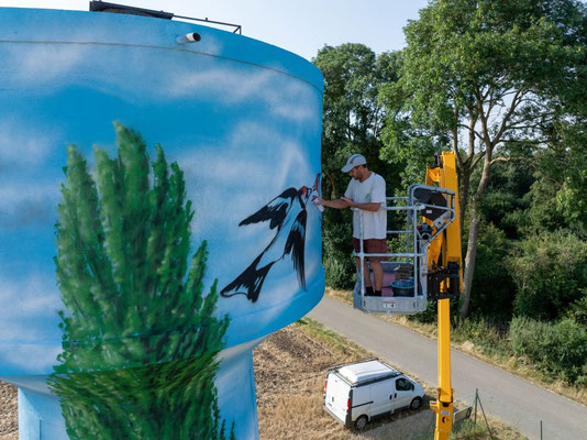 photo d'une fresque sur château d'eau par coron peinture d'art
