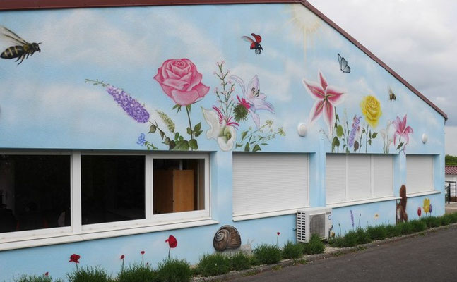 fresque murale (fleur, champêtre) pour l'ESAT à Châtillon-sur-Seine, Thibaud Coron