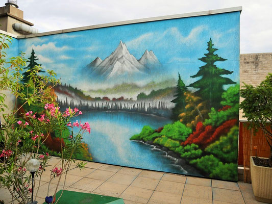 fresque (paysage, lac, montagne) à Dijon , Coron Thibaud