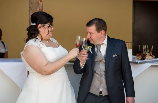 Ammersee Hochzeit Apricot Sektempfang