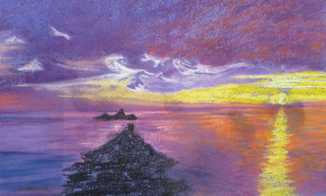 Scottish islands and sunset over sea