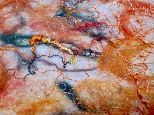 Colourful combination of yarns felted