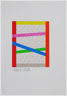 Farbstift, Pigmenttinte-Liner auf Papier, 21 cm x 29,7 cm, - 2021 ( " Bild in DNA gespeichert " )