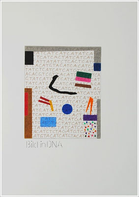 Farbstift, Pigmenttinte-Liner auf Papier, 21 cm x 29,7 cm, - 2021 ( " Bild in DNA gespeichert " )