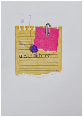 Aquarellfarbstift, Bleistift, Farbstift, Pigmenttinte-Liner auf Papier, 21 cm x 29,7 cm, - 2023 ( " Packungsbeilage / Beipackzettel - absichtlich leer " )