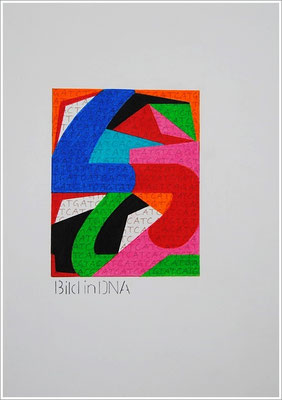 Farbstift, Pigmenttinte-Liner auf Papier, 21 cm x 29,7 cm, - 2021 ( " Bild in DNA gespeichert " )