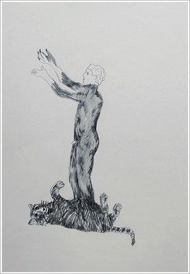 Bleistift auf Papier, 21 cm x 29,7 cm, - 2018 - " Natur " ( " Betende Knabe - griechische Bronzestatue -Bildhauer Lysipp oder Boidas ) 